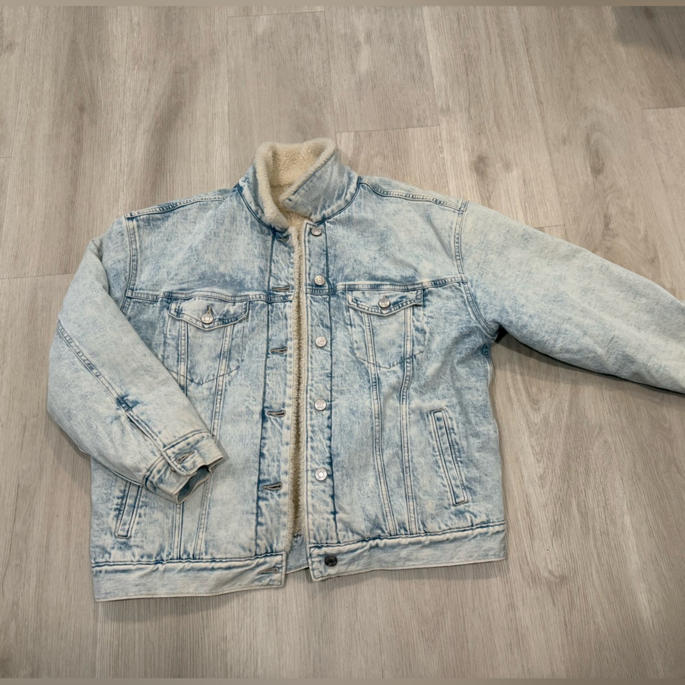 Light Blue Fleece Lined Denim Jacket